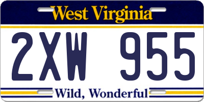 WV license plate 2XW955