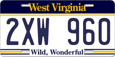 WV license plate 2XW960