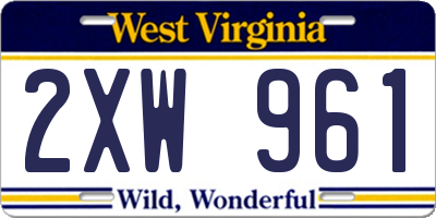 WV license plate 2XW961