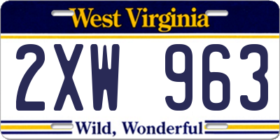 WV license plate 2XW963