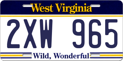 WV license plate 2XW965