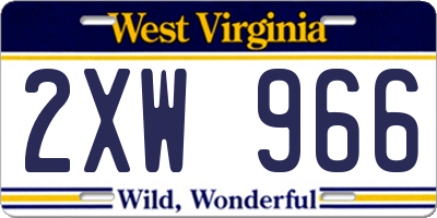 WV license plate 2XW966