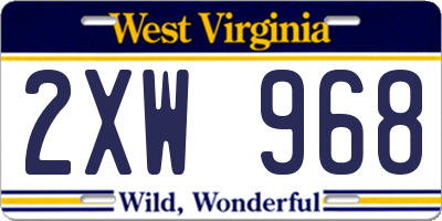 WV license plate 2XW968