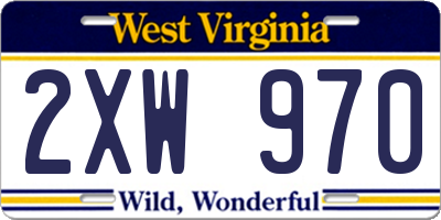 WV license plate 2XW970