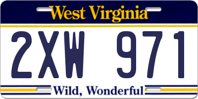 WV license plate 2XW971