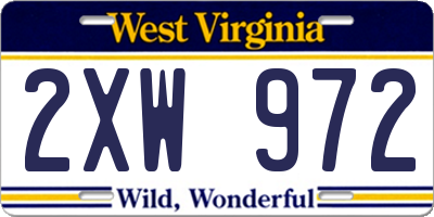 WV license plate 2XW972