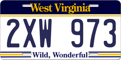 WV license plate 2XW973