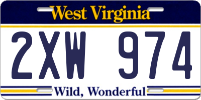 WV license plate 2XW974