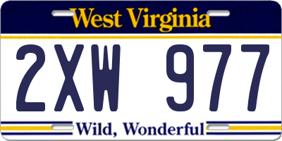 WV license plate 2XW977