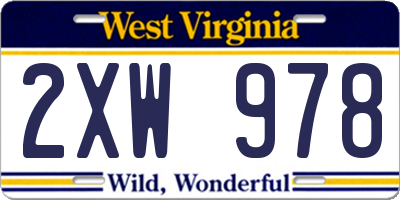 WV license plate 2XW978