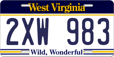 WV license plate 2XW983