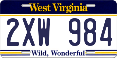 WV license plate 2XW984