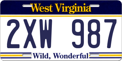 WV license plate 2XW987