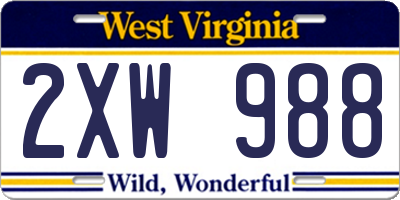 WV license plate 2XW988