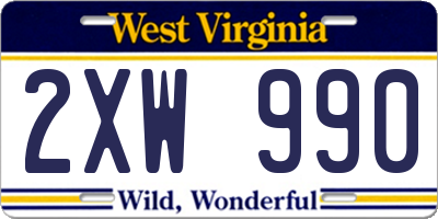 WV license plate 2XW990
