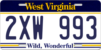 WV license plate 2XW993