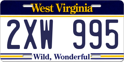 WV license plate 2XW995