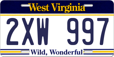 WV license plate 2XW997