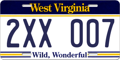 WV license plate 2XX007