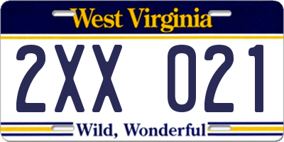 WV license plate 2XX021