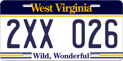 WV license plate 2XX026