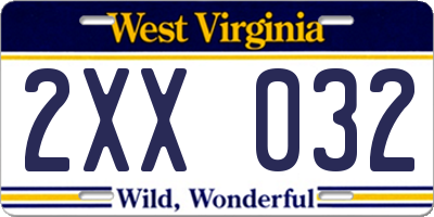 WV license plate 2XX032