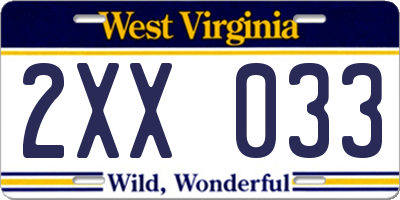 WV license plate 2XX033
