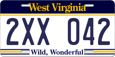 WV license plate 2XX042