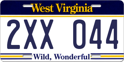 WV license plate 2XX044