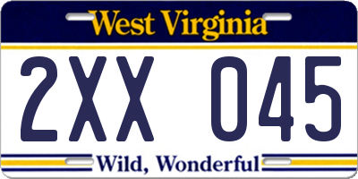 WV license plate 2XX045