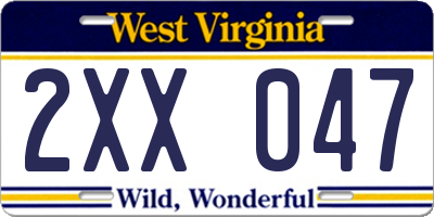 WV license plate 2XX047