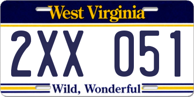 WV license plate 2XX051