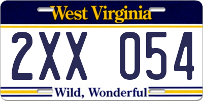 WV license plate 2XX054
