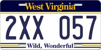 WV license plate 2XX057