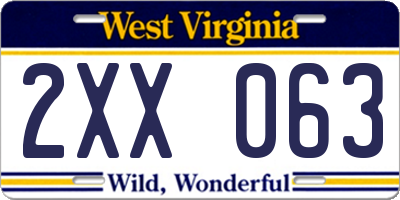 WV license plate 2XX063