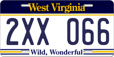WV license plate 2XX066