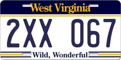 WV license plate 2XX067