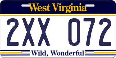 WV license plate 2XX072