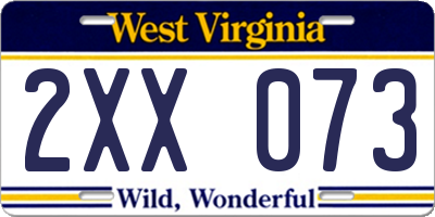 WV license plate 2XX073