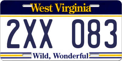 WV license plate 2XX083
