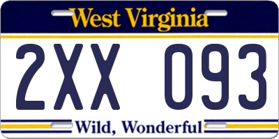 WV license plate 2XX093