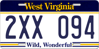WV license plate 2XX094