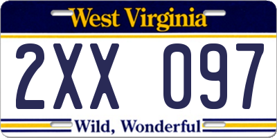 WV license plate 2XX097