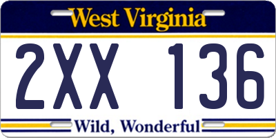 WV license plate 2XX136