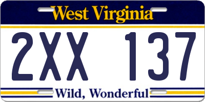 WV license plate 2XX137