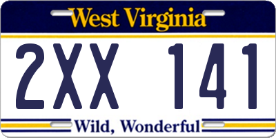 WV license plate 2XX141