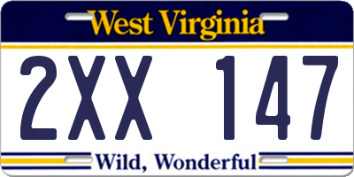 WV license plate 2XX147