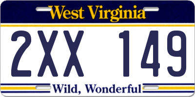 WV license plate 2XX149