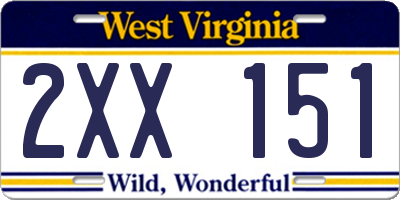 WV license plate 2XX151