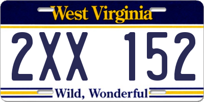 WV license plate 2XX152